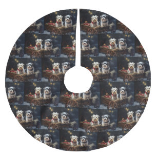 Jupon De Sapin En Polyester Brossé Décor de Noël du Biewer Terrier Snowy Sleigh