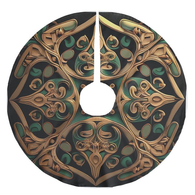 Jupon De Sapin En Polyester Brossé Décoration Motif en bronze vert (Devant)