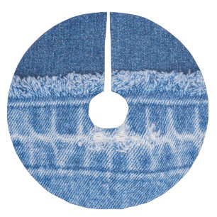 Jupon De Sapin En Polyester Brossé Déni déchiré : Cadre de Jeans double bleu