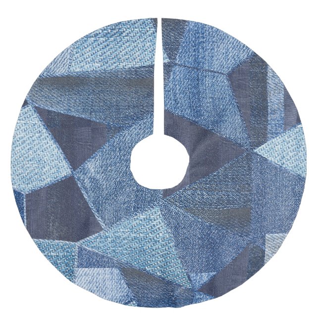 Jupon De Sapin En Polyester Brossé Denim Urban : Patchwork à rayures détendues. (Devant)