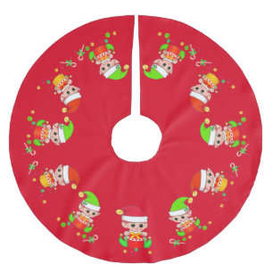 Jupon De Sapin En Polyester Brossé Des elfes mignons, Père Noël en train de des peti