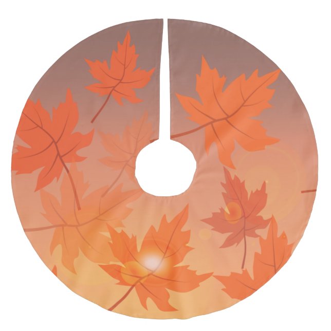 Jupon De Sapin En Polyester Brossé Design d'automne avec feuilles d'érable et effet b (Devant)