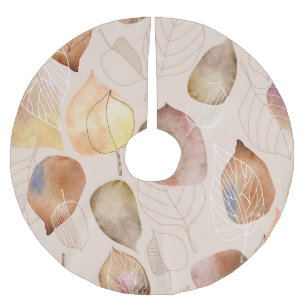Jupon De Sapin En Polyester Brossé Design d'automne de feuille d'aquarelle graphique