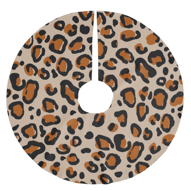 Jupon De Sapin En Polyester Brossé Design de fourrure de léopard, motif sans couture. (Devant)