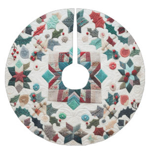 Jupon De Sapin En Polyester Brossé Design de Noël doré