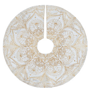 Jupon De Sapin En Polyester Brossé Design en marbre de Mandala Floral Gold tendance
