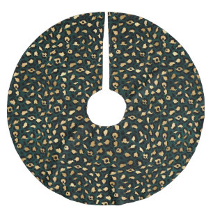 Jupon De Sapin En Polyester Brossé Design turquoise et Gold Leopard Series 1
