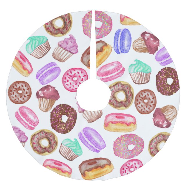 Jupon De Sapin En Polyester Brossé Desserts peints à la main délicieux d'aquarelle (Devant)