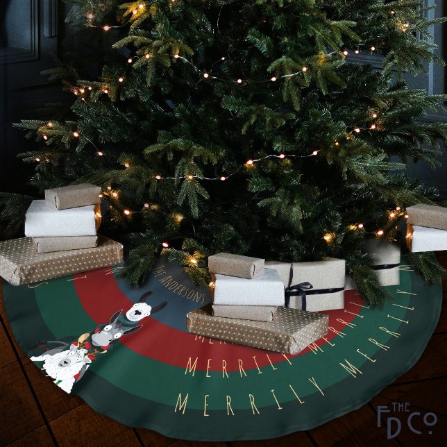 Jupon De Sapin En Polyester Brossé Dessin Amusant Llama Sheep Mots Personnalisables (Créateur téléchargé)