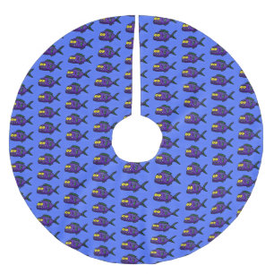 Jupon De Sapin En Polyester Brossé Dessin animé de poissons piranhas