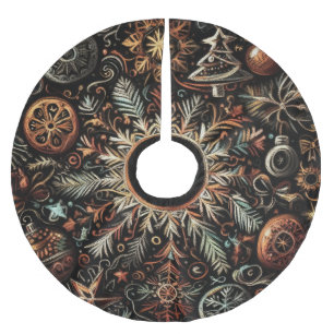 Jupon De Sapin En Polyester Brossé Dessin aux pastels durs de motifs de Noël