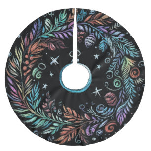 Jupon De Sapin En Polyester Brossé Dessin dur Pastel fil de Noël