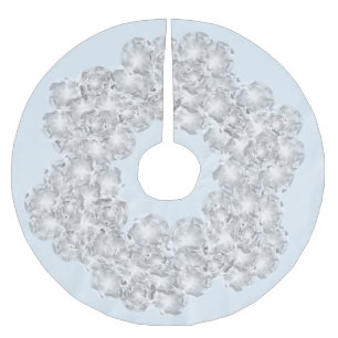 Jupon De Sapin En Polyester Brossé Diamant blanc sur étincelle bleu pastel clair