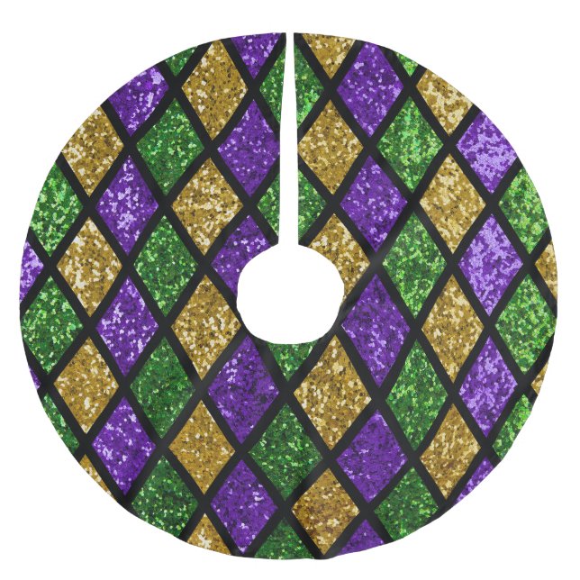 Jupon De Sapin En Polyester Brossé Diamants de paillettes scintillants, arrière - pla (Devant)