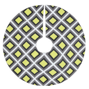 Jupon De Sapin En Polyester Brossé Diamants d'ikat gris foncé, noir, jaune par STaylo