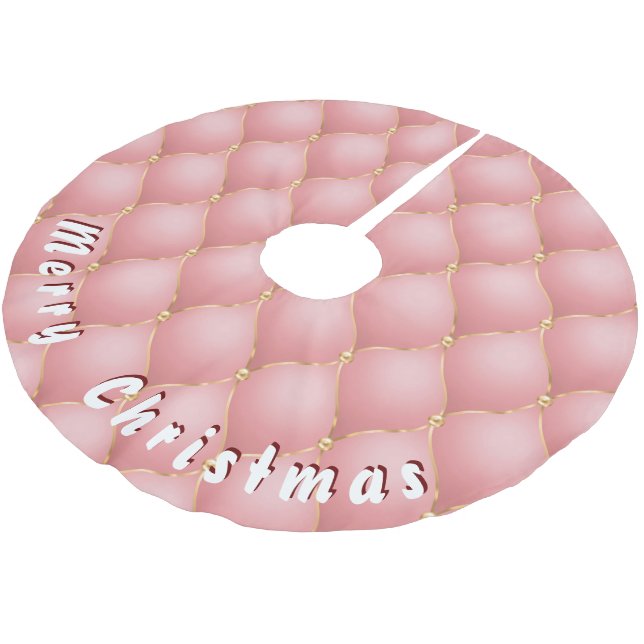 Jupon De Sapin En Polyester Brossé Diamants d'or rose Jupe d'arbre de Noël (Angle)