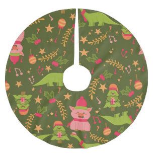 Jupon De Sapin En Polyester Brossé Dinosaure de Noël pisse père Noël
