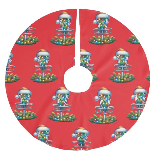 Jupon De Sapin En Polyester Brossé Disque de Noël Golf Thème (Devant)