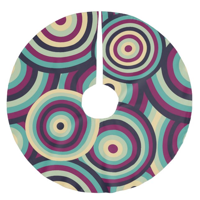Jupon De Sapin En Polyester Brossé Disques bleu-violet rétro, motif abstrait. (Devant)