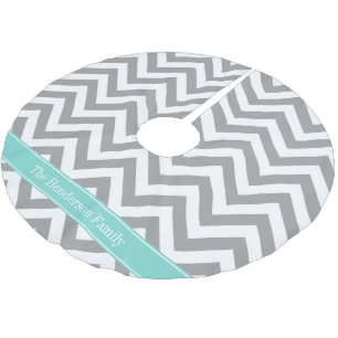 Jupon De Sapin En Polyester Brossé Dk Gray White LG Chevron Turquoise