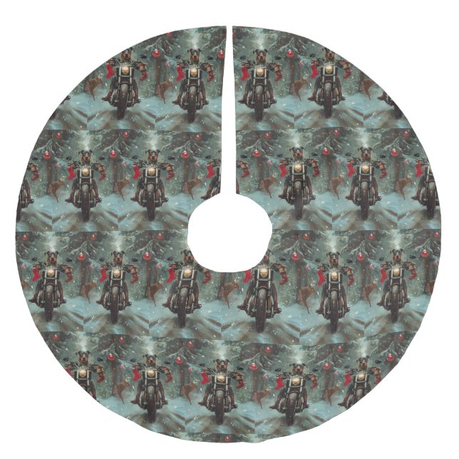 Jupon De Sapin En Polyester Brossé Doberman Chien équitation Moto Noël (Devant)