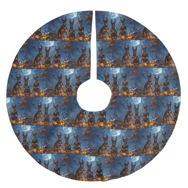 Jupon De Sapin En Polyester Brossé Doberman Halloween Éffrayant (Devant)