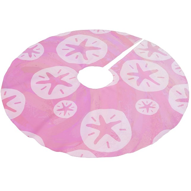 Jupon De Sapin En Polyester Brossé Dollar de sable blanc et rose (Angle)