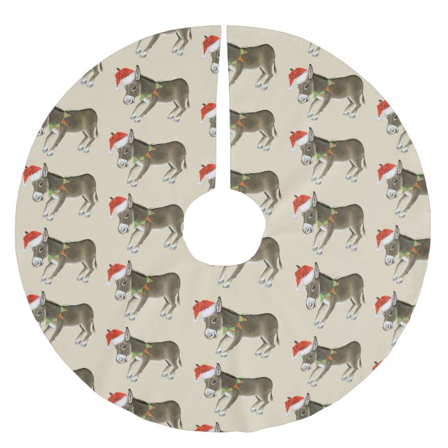 Jupon De Sapin En Polyester Brossé Donkeys de Noël (Devant)