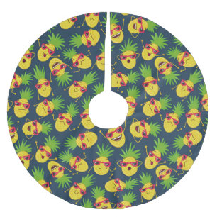 Jupon De Sapin En Polyester Brossé Doodle ananas, dessiné à la main, motif d'été.