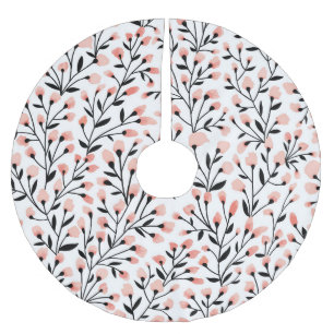 Jupon De Sapin En Polyester Brossé Doodle Flowers : Coral Floral sans joint.