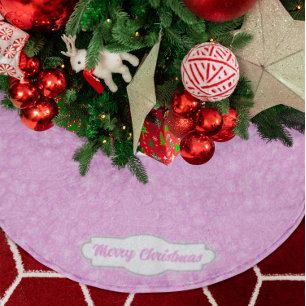 Jupon De Sapin En Polyester Brossé Doodle rose personnalisé Motif de nuit de Noël