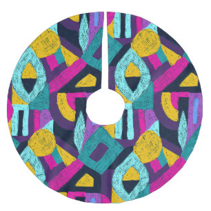 Jupon De Sapin En Polyester Brossé Doodles rétro : pop art géométrique.