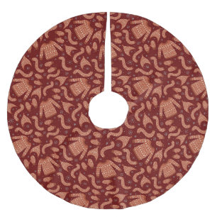 Jupon De Sapin En Polyester Brossé Douille de Noël moche Casquette Scarf Rouge Blanc