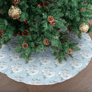 Jupon De Sapin En Polyester Brossé Dragon de glace élégant blanc Roses bleues Fantais