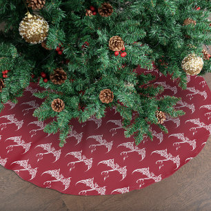 Jupon De Sapin En Polyester Brossé Dragon de Noël Tribal Celtique Rouge Blanc