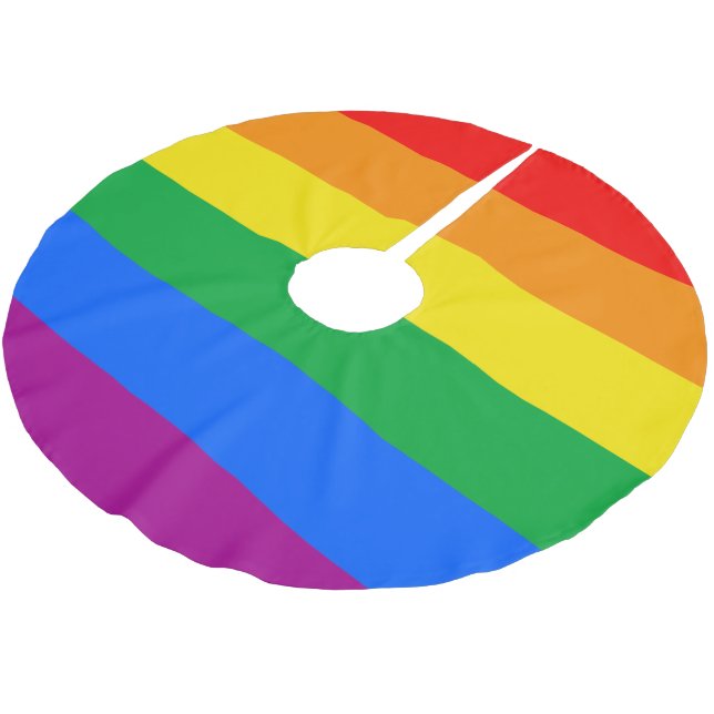 Jupon De Sapin En Polyester Brossé Drapeau de fierté arc-en-ciel LGBTQ+ (Angle)
