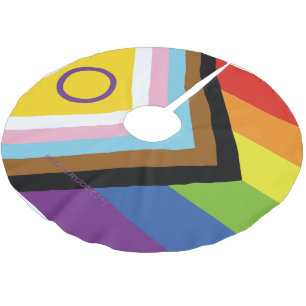 Jupon De Sapin En Polyester Brossé Drapeau de fierté intersexe de SlipperyJoe's fond 