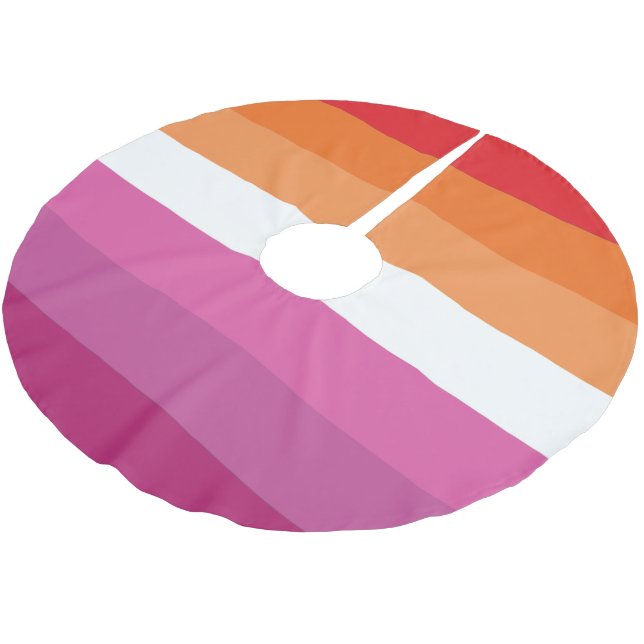 Jupon De Sapin En Polyester Brossé Drapeau de la fierté lesbienne (Angle)