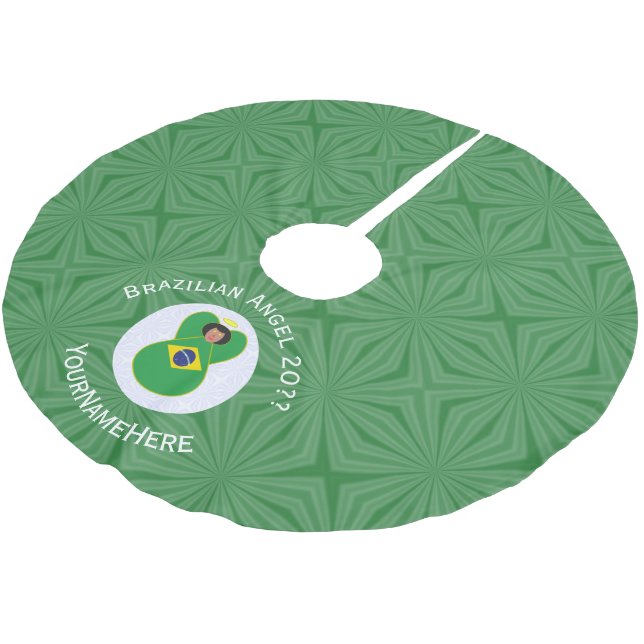 Jupon De Sapin En Polyester Brossé Drapeau de Noël brésilien personnalisé (Angle)