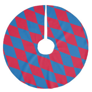 Jupon De Sapin En Polyester Brossé Drapeau diamant Bavière bleu et rouge Motif