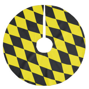 Jupon De Sapin En Polyester Brossé Drapeau diamant de Bavière noire et jaune Motif