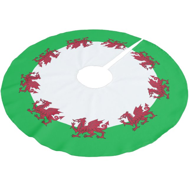 Jupon De Sapin En Polyester Brossé Drapeau Gallois Du Pays De Galles (Angle)