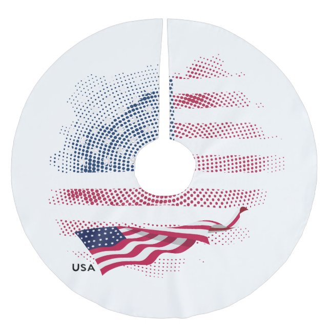 Jupon De Sapin En Polyester Brossé Drapeau USA (Devant)