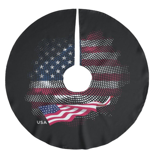 Jupon De Sapin En Polyester Brossé Drapeau USA (Devant)