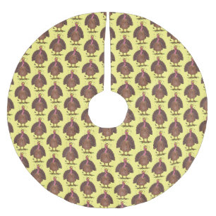 Jupon De Sapin En Polyester Brossé Drôle dinde marron de la ferme avec des mouches de