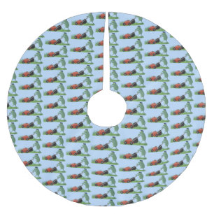 Jupon De Sapin En Polyester Brossé Drôle grenouille verte tondre la pelouse dessin