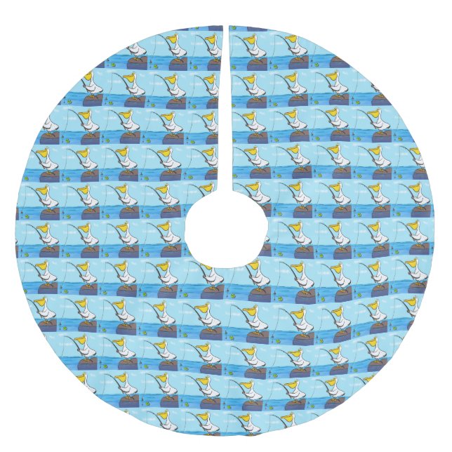 Jupon De Sapin En Polyester Brossé Drôle pélican de pêche (Devant)