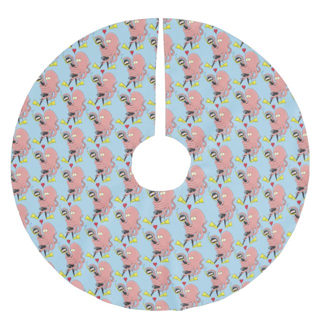 Jupon De Sapin En Polyester Brossé Drôle pieuvre embrasse plongeur dessin animé humou (Devant)