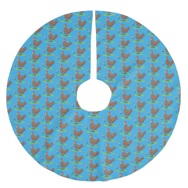 Jupon De Sapin En Polyester Brossé Drôle poulet rustique whimsical dessin animé (Devant)