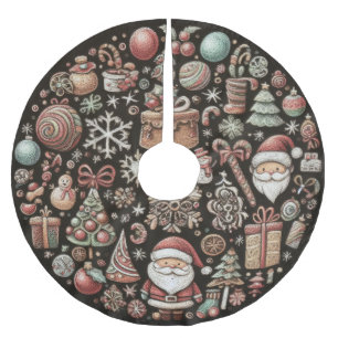 Jupon De Sapin En Polyester Brossé Dur Pasteurs Dessiner Motifs de Noël